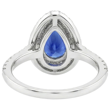 Afbeelding in Gallery-weergave laden, Dubbele Halo Ring Peer Geslepen Ceylon Saffier &amp; Diamanten 4,50 Karaat

