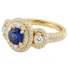 Afbeelding in Gallery-weergave laden, Dubbele Halo Ronde Saffier Ring Pave Set Diamanten 4,50 Karaat
