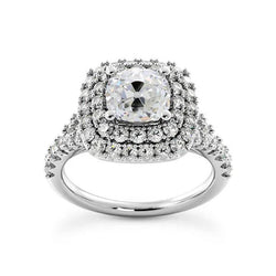 Dubbele Halo Ring Met Accenten Kussen Oud Geslepen Echte Natuurlijke uit de aarde gewonnen Diamanten 5 Karaat
