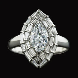 Dubbele Halo Ring Baguette & Marquise Oude Mijnwerker Echte Natuurlijke uit de aarde gewonnen Diamant 5.50 Karaat