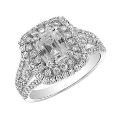 Dubbele Halo Ring Oud Slijpsel Kussen Natuurlijke uit de aarde gewonnen Diamant 4.50 Karaat Drievoudige Band