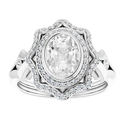 Dubbele Halo Ring Ovaal Oud Slijpsel Natuurlijke uit de aarde gewonnen Diamant Ster Stijl Kastzetting 7.50 Karaat