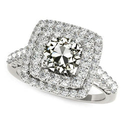 Dubbele Halo Ronde Oude Mijnwerker Natuurlijke uit de aarde gewonnen Diamanten Ring 5.50 Karaat Sieraden