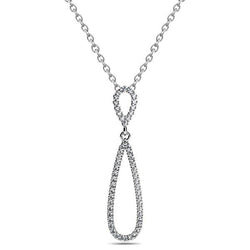 Dubbele Traanvormige Hanger Ketting 5,20 Ct Echt Diamanten Witgoud