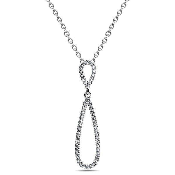 Dubbele Traanvormige Hanger Ketting 5,20 Ct Echt Diamanten Witgoud