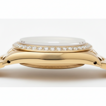 Afbeelding in Gallery-weergave laden, Dubbele rij diamanten wijzerplaat Rolex voorzitter Stijl horlogering goud Datumjust
