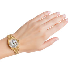 Afbeelding in Gallery-weergave laden, Dubbele rij diamanten wijzerplaat Rolex voorzitter Stijl horlogering goud Datumjust P2
