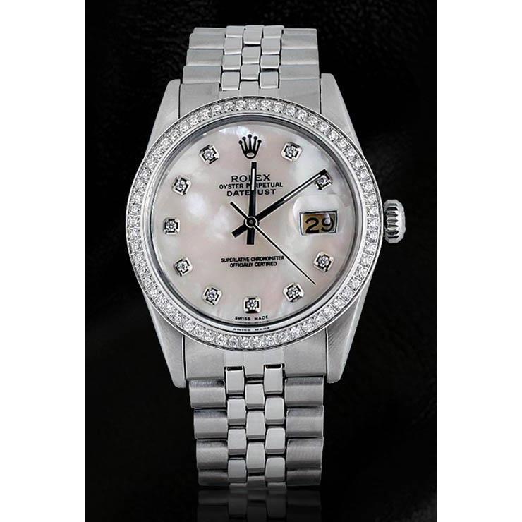 Dweil diamanten wijzerplaat rand Rolex Datumjust herenhorloge Roestvrij staal SNELLE INSTELLING
