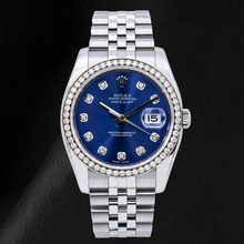 Afbeelding in Gallery-weergave laden, Rolex 16200 Datejust 36mm Blauwe Diamanten Wijzerplaat Roestvrij Staal Horloge
