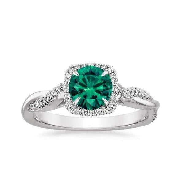 Eagle Claw Prongs Green Emerald Solitaire met accenten Diamond Ring