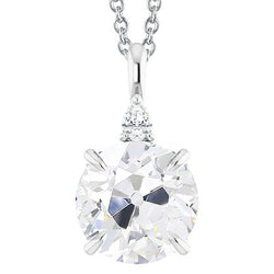 Hanger met peervormige oudgeslepen uit de aarde gewonnen diamant, gezet in adelaarsklauw-pootjes, Witgoud 14K 5.50 Ct