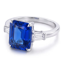 Afbeelding in Gallery-weergave laden, Eagle Claws IGI GECERTIFICEERDE Diamanten Ring Prong Gezet Radiant Blauwe Saffier 7 Ct Goud 14K
