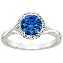 Afbeelding in Gallery-weergave laden, echte round saffier 2.40karaat ring close-up detail
