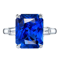 Eagle Claws diamanten ring Prong Set stralend blauwe saffier 7 karaat goud 14K