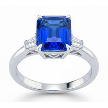 Afbeelding in Gallery-weergave laden, Eagle Claws IGI GECERTIFICEERDE Diamanten Ring Prong Gezet Radiant Blauwe Saffier 7 Ct Goud 14K
