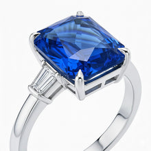 Afbeelding in Gallery-weergave laden, Eagle Claws IGI GECERTIFICEERDE Diamanten Ring Prong Gezet Radiant Blauwe Saffier 7 Ct Goud 14K
