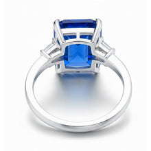 Afbeelding in Gallery-weergave laden, Eagle Claws IGI GECERTIFICEERDE Diamanten Ring Prong Gezet Radiant Blauwe Saffier 7 Ct Goud 14K
