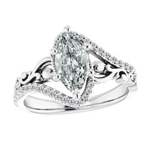 Echt Antieke Stijl Diamanten Ring Rond & Marquise Oude Mijn Geslepen 4,50 Karaat