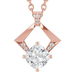 Echt Dames Diamanten Hanger Rond & Kussen oud Geslepen 6 Karaat rosé Goud 14K