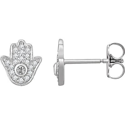 Echt Dames Diamanten Oorknopjes Hamsa Hand Bezel set oud Geslepen 3,50 Karaat