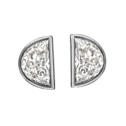 Echt Dames Diamanten Studs Halve Maan Bezel Set 2,50 Karaat Witgoud