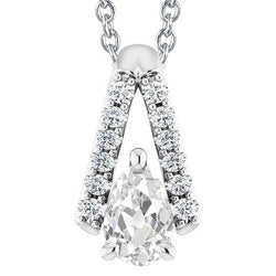 Echt Dia Diamanten Hanger Ketting Peer Oud Geslepen V Vorm 4 Karaat Sieraden