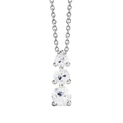 Echt Diamanten Drie Stenen Hanger Met Ketting Prong Set Old Cut 2 Carats