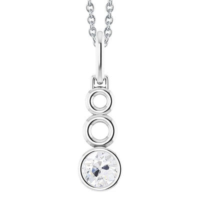 Echt Diamanten Hanger Ronde Oude Mijn Geslepen Ring Set Met Ketting 1 Karaat 14K