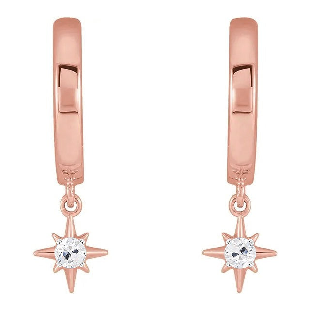Echt Diamanten Hoepeloorringen 1 Karaat Oude Mijnwerker Fonkelende Sterstijl Roségoud
