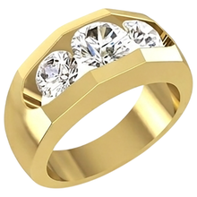 Afbeelding in Gallery-weergave laden, Echt Diamanten Ring Voor Heren 3 Steen Goud 2 Karaat
