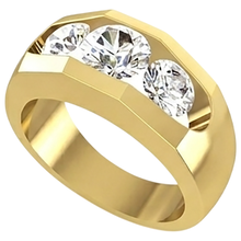 Afbeelding in Gallery-weergave laden, Echt Diamanten Ring Voor Heren 3 Steen Goud 2 Karaat
