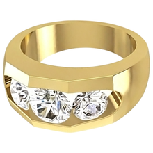 Afbeelding in Gallery-weergave laden, Echt Diamanten Ring Voor Heren 3 Steen Goud 2 Karaat
