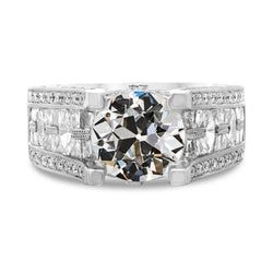 Echte Natuurlijke uit de aarde gewonnen Diamanten Ronde Oude Mijnwerker Fantasie Ring Goud Dames Sieraden 9 Karaat