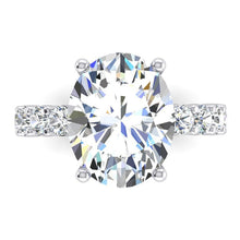 Afbeelding in Gallery-weergave laden, Echt Enorme Ovale Diamanten Solitaire Ring Met Accenten 14K Goud
