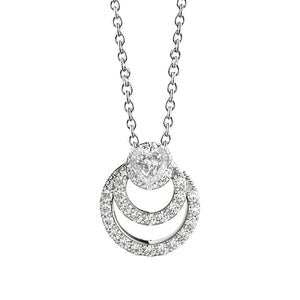 Echt Gouden Cirkel Diamanten Hanger Met Ketting Rond & Hart Old Mine 2 Karaat