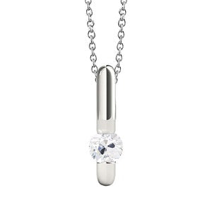 Echt Gouden Solitaire Diamanten Hanger Met Ketting Rond Old Miner 1 Karaat
