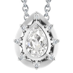 Halo Hanger met uit de aarde gewonnen Diamant, Kastzetting, Peer, Oude Mijnwerker, 5 Karaat, Witgoud 14K