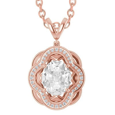 Echt Halo Diamanten Hanger Rond & Ovaal Oude Mijnwerker 4 Karaat Rosé Goud 14K