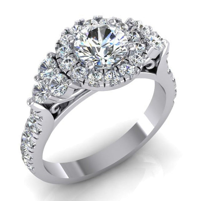 Echt Halo Diamanten Verlovingsring Voor Vrouwen