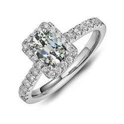 Halo Ring met uit de aarde gewonnen natuurlijke diamanten en accenten, ovaal, Old Mine Cut, 4 karaat