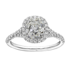 Halo Ring Kussen Echt Natuurlijk uit de aarde gewonnen Diamant Oude Mijnwerker Witgoud 3.90 Karaat Pavé gezet