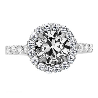 Echt Halo Ring Ronde Old Cut Diamond Prong Set Damessieraden 6,50 karaat