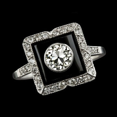 Echt Halo Round Old Miner Diamond Ring Black Rhodium & Gold 3,25 Karaat