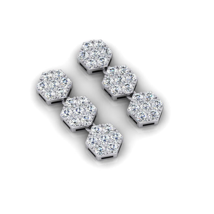 Echt Hangende Diamant Oorbellen Met Zeshoekige Vorm 1 