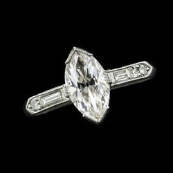 Echt Markiezin Old Mine Cut Diamond Ring V Prong Set 4,75 Karaat goud 14K