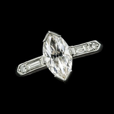 Echt Markiezin Old Mine Cut Diamond Ring V Prong Set 4,75 Karaat goud 14K