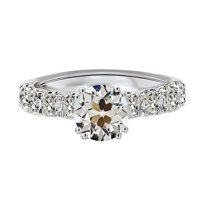Echt Oude Geslepen Diamanten Ring Dubbel Prong Set 6 Karaat Dames Sieraden