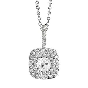 Echt Ronde Halo Diamanten Hanger Old Miner Prong Set 3 Karaat Witgoud