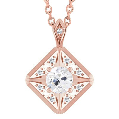 Echt Rose goud 14K Diamanten Hanger Sieraden Ronde Oude Mijnwerker 2,50 Karaat