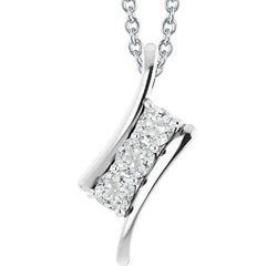 Witgoud Echt Natuurlijk uit de aarde gewonnen Diamanten Hanger 3 Stenen Kussen Oude Mijnwerker 4.50 Karaat
